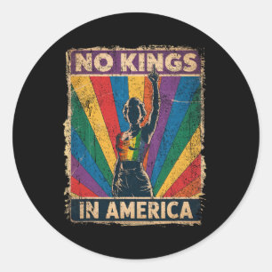 Funny No Kings In America Lgbt Retro  Classic Round Sticker