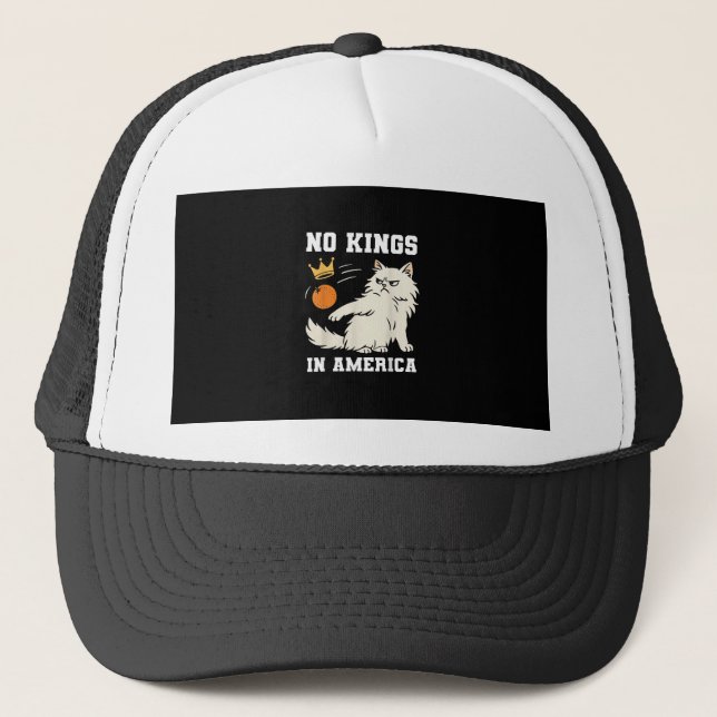 Funny No Kings In America Retro Classic Trucker Hat (Front)