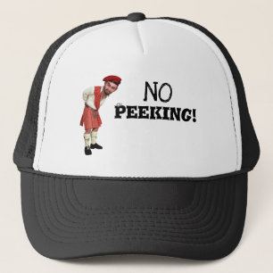 Funny 'NO Peeking!' Scottish Kilt Wearers Playful Trucker Hat
