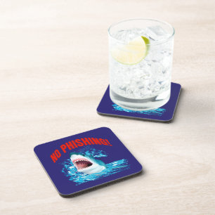 Funny No Phishing Shark Coaster