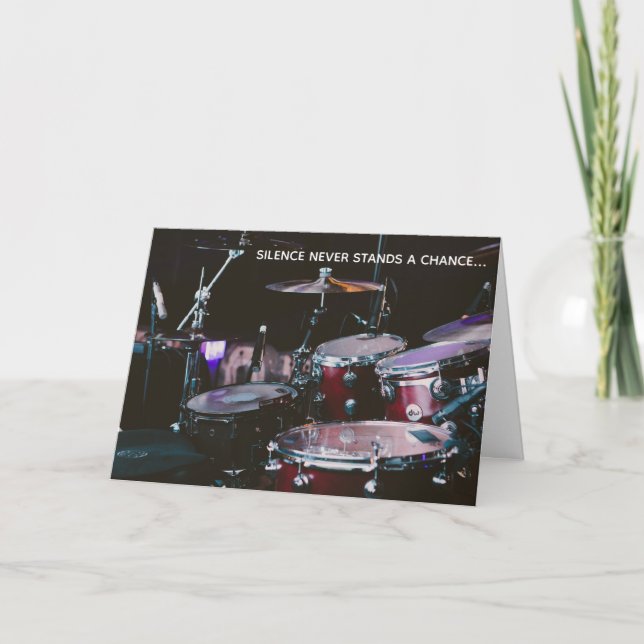 Funny No Silence Loud Drummer Birthday Card (Front)