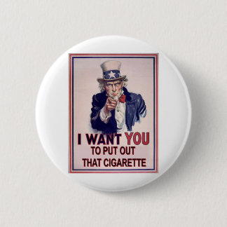 funny no smoking sign 6 cm round badge