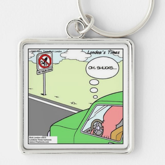 Funny No Squid Zone Key Ring (Front)