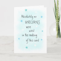 Funny NO Unicorn Images Blue Birthday Greeting