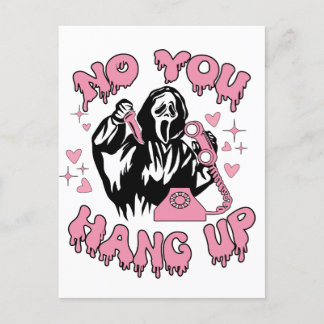 Funny No You Hang Up! Funny Pink Grim Reaper Postcard