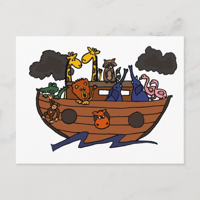 Funny Noah's Ark Cartoon Postcard (Front)