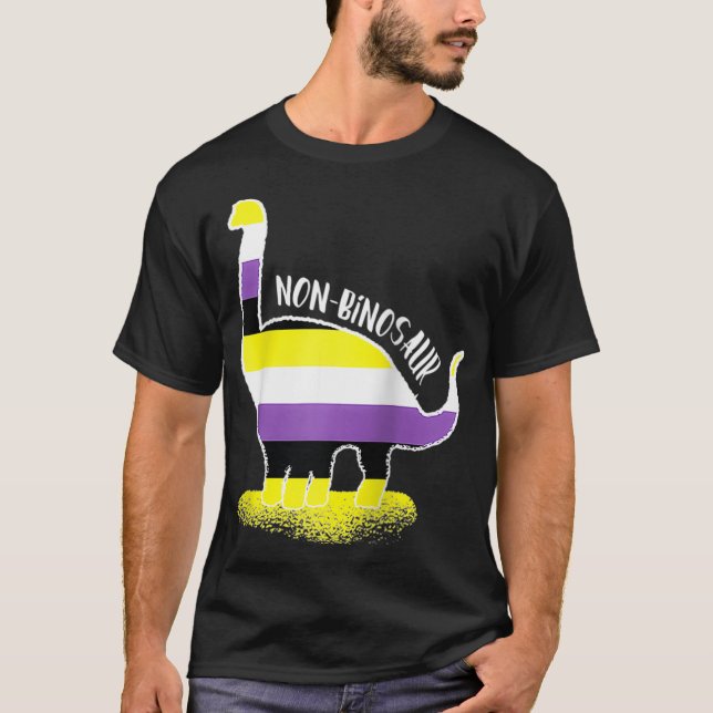 Funny Non Binosaur Enby Genderqueer Non Binary  T-Shirt (Front)