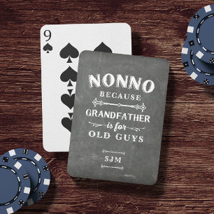 Funny Nonno Grandfather Monogram Playing Cards