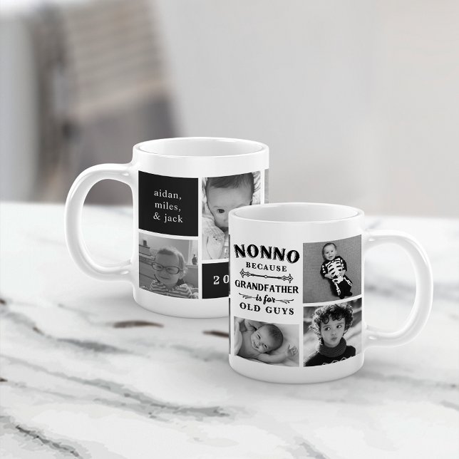 Funny Nonno Grandfather Photo Collage Coffee Mug (Creator Uploaded)