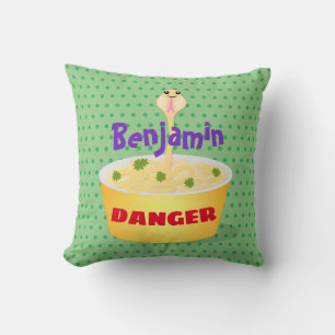 Funny noodles humour snake cartoon illustration cushion
