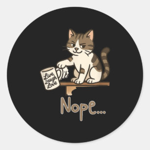 Funny Nope Cat Design – Cat Swipes– Anti-motivatio Classic Round Sticker