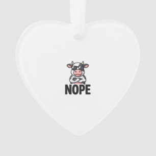 Funny Nope Cow Vintage Vector Design_1 Ornament