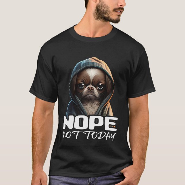 Funny Nope Not Today Dachshund I Lazy Dachshund No T-Shirt (Front)