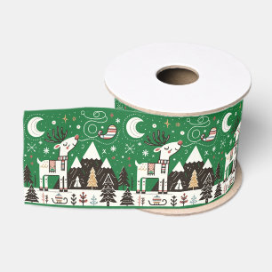 Funny Nordic Reindeer Pattern Grosgrain Ribbon