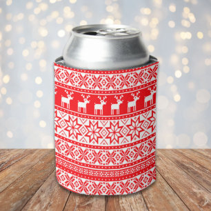 Funny  Nordic Reindeer Ugly Christmas Sweater  Can Cooler