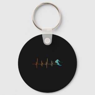 Funny nordic ski art for men women kids skier team key ring