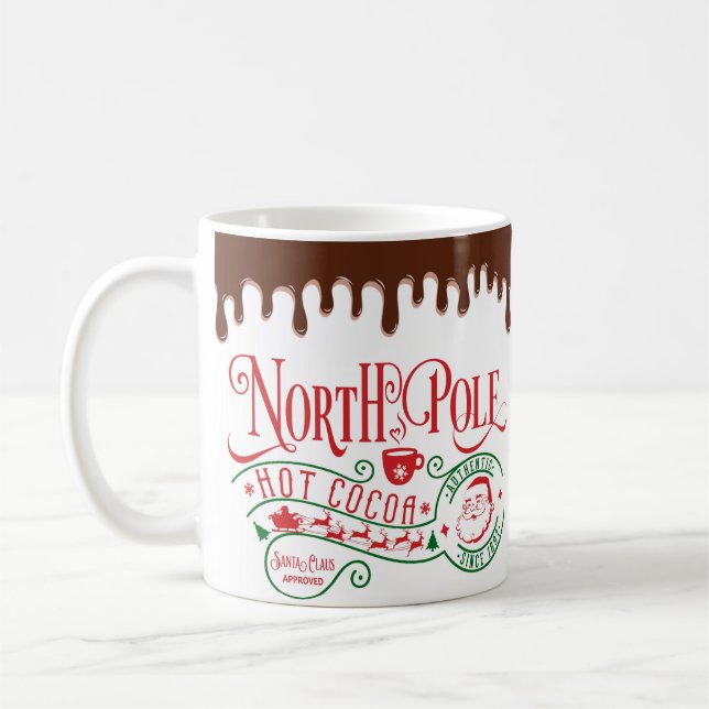 Funny North Pole Hot Chocolate Christmas Coffee Mug (Left)