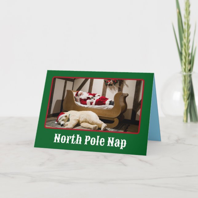 Funny North Pole Nap Christmas Card (Front)