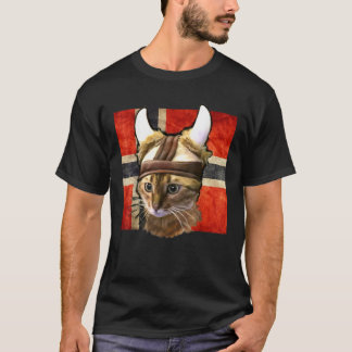 Funny Norway Flag Viking Cat   for Men Women T-Shirt