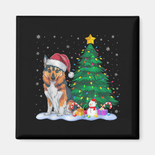 Funny Norwegian Elkhound Dog Xmas Tree Lights Rein Magnet