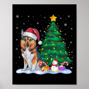 Funny Norwegian Elkhound Dog Xmas Tree Lights Rein Poster