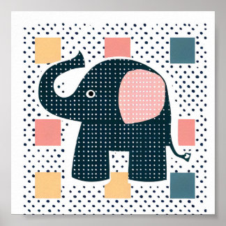 Funny Nose Elephant Kids Animal  Poster