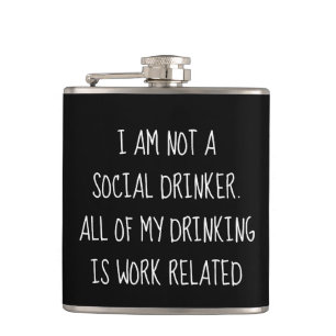 Funny Not a Social Drinker Work Humour Hip Flask