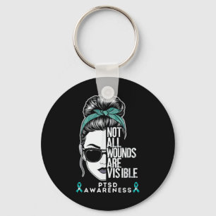 Funny Not All Wounds Are Visible Messy Bun Ptsd Aw Key Ring