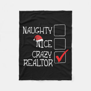 Funny Not Naughty Not Nice I'm Realtor Merry Xmas  Fleece Blanket