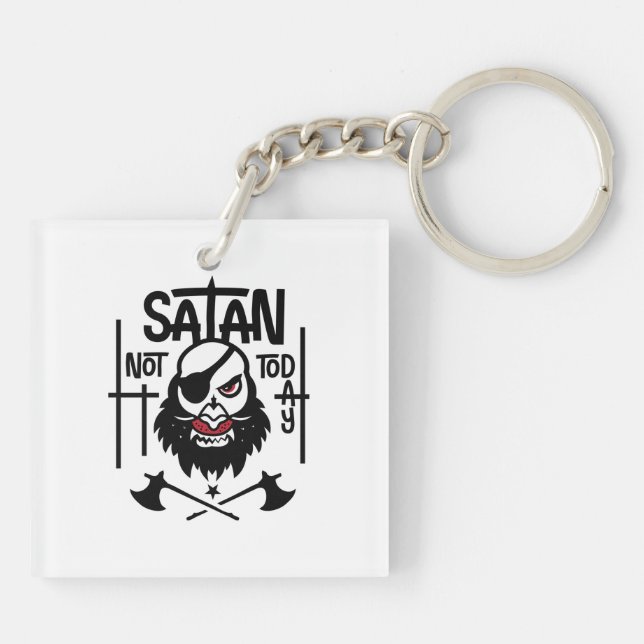Funny Not Today Satan -  Detained Key Ring (Back)