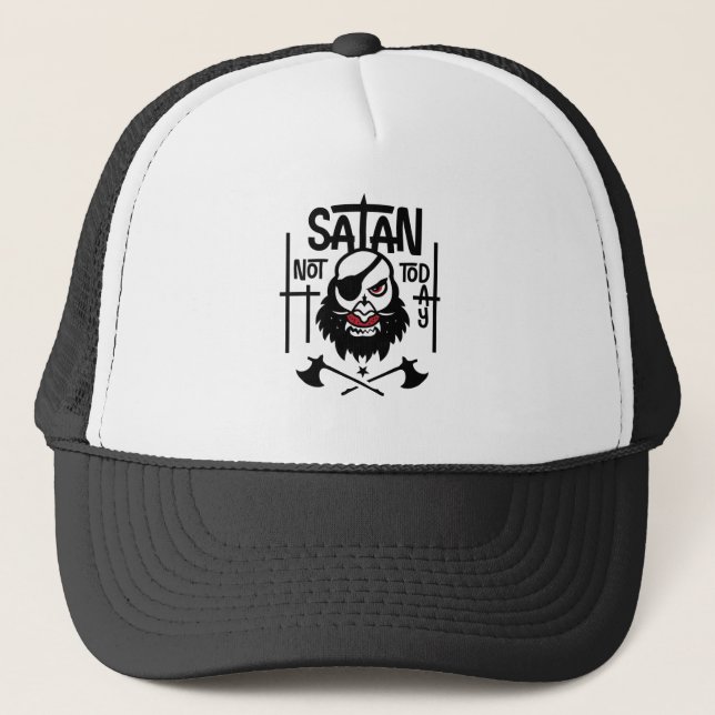 Funny Not Today Satan -  Detained Trucker Hat (Front)