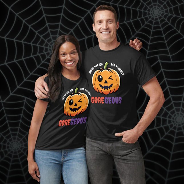 Funny Not Too Bad Gore-Geous Cute Winking Pumpkin T-Shirt (Funny Gore-geous Cute Pumpkin T-Shirt Cover Photo)