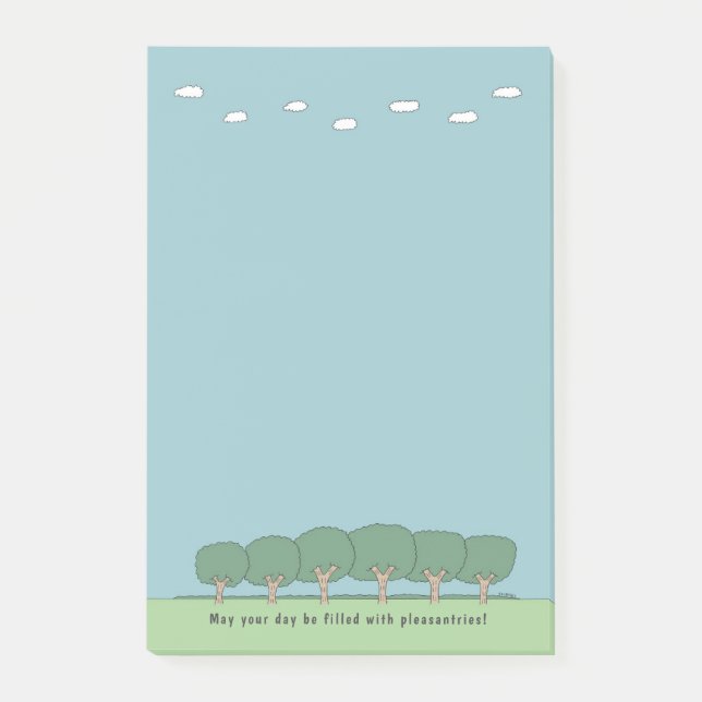 Funny Notes 4 x 6 Of Cartoon Trees Clouds (Front)
