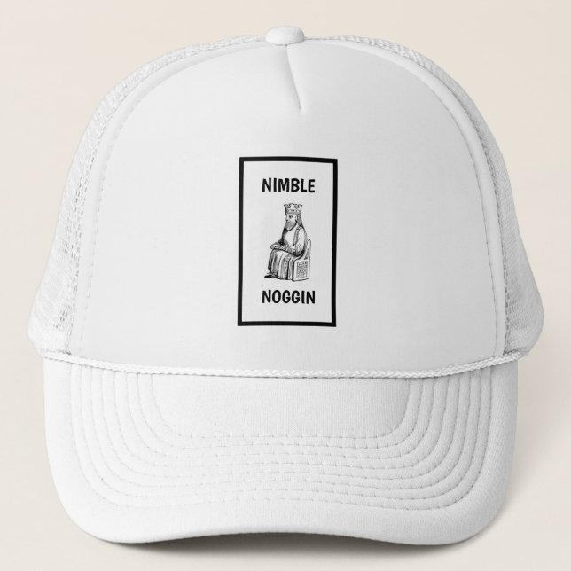 Funny Novelty Baseball NIMBLE NOGGIN Trucker Hat (Front)