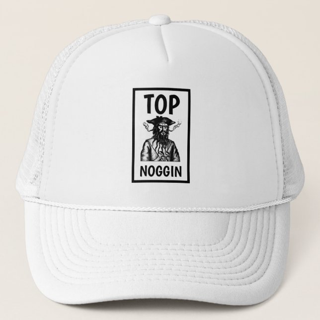 Funny Novelty Baseball TOP NOGGIN Trucker Hat (Front)