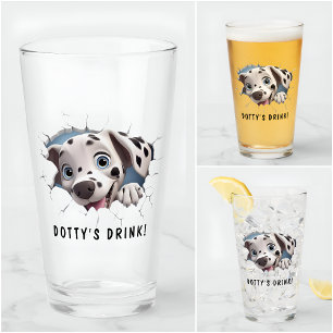 Funny Novelty Cartoon Dalmatian Glass Short Name
