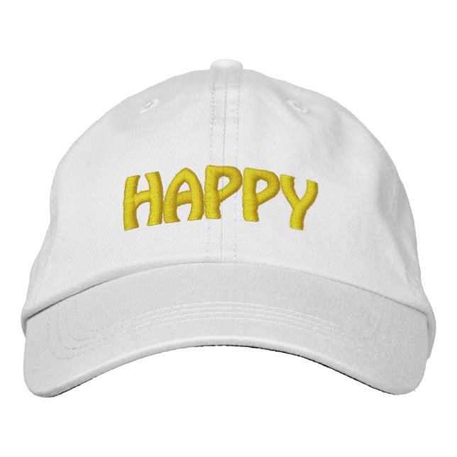 Funny Novelty fashion baseball style HAPPY Embroidered Hat (Front)