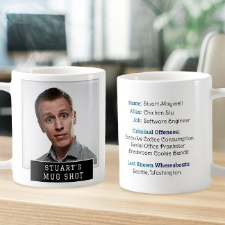 Funny Novelty Mugshot Personalised Text and Photo Coffee Mug