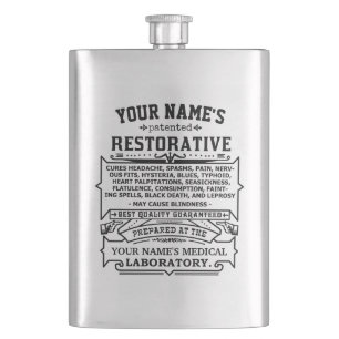 Funny Novelty Personalised Cure-All Vintage Hip Flask