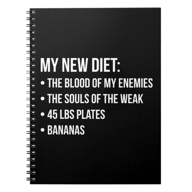 Funny Novelty Workout Humour - My New Diet - Gym Notebook (Front)
