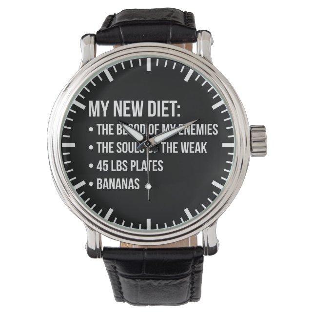 Funny Novelty Workout Humour - My New Diet - Gym Watch (Front)