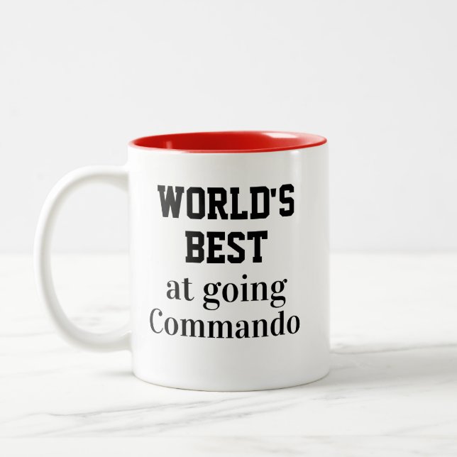 Funny Novelty WORLD'S BEST GOING COMMANDO Two-Tone Coffee Mug (Left)