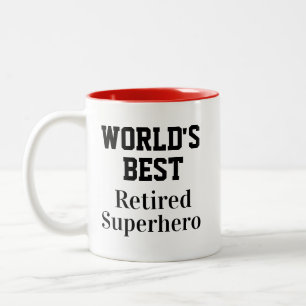 Funny Novelty WORLD'S BEST RETIRED SUPERHERO Two-Tone Coffee Mug