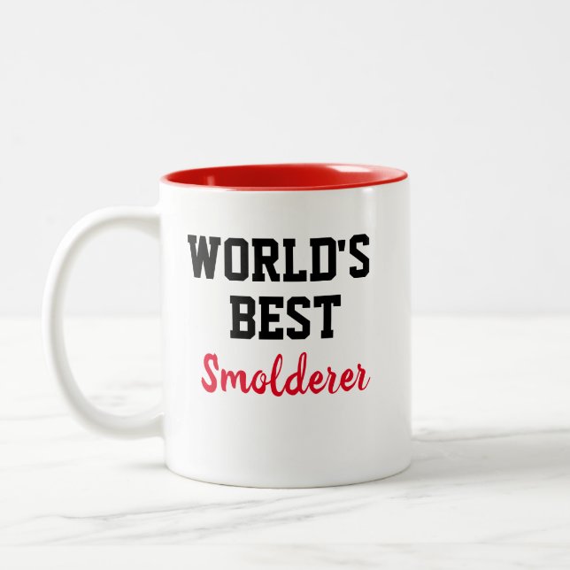Funny Novelty WORLD'S BEST SMOLDERER Two-Tone Coffee Mug (Left)
