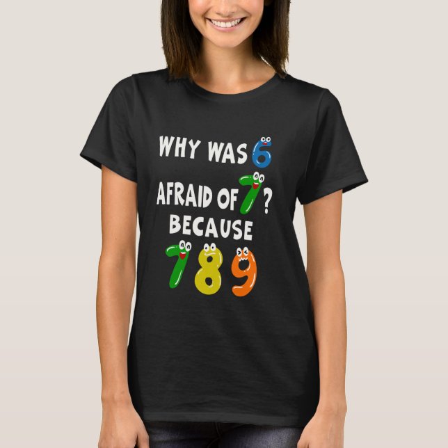 Funny Number Day Why Was 6 Afraid of 7 Math Day Co T-Shirt (Front)