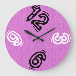 Funny Number with Purple Wood Grain Large Clock