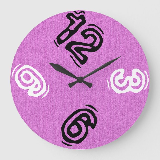 Funny Number with Purple Wood Grain Large Clock (Front)