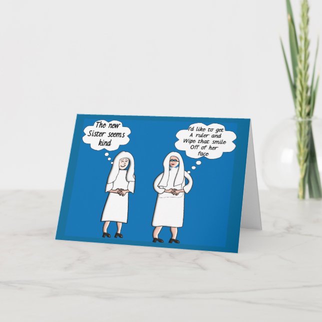 Funny Nun Cards "Good & Bad Thoughts" (Front)