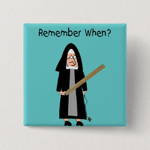 Funny Nun Cards :Nuns Carried Rulers" 15 Cm Square Badge