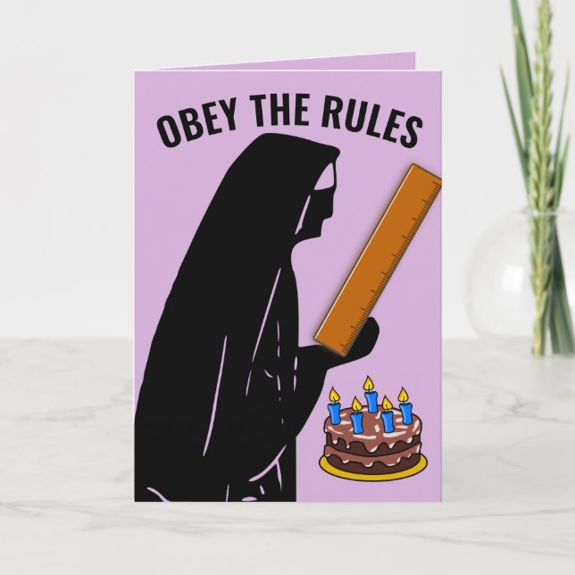 FUNNY NUN CATHOLIC BIRTHDAY OBEY GREETING CARDS (Front)